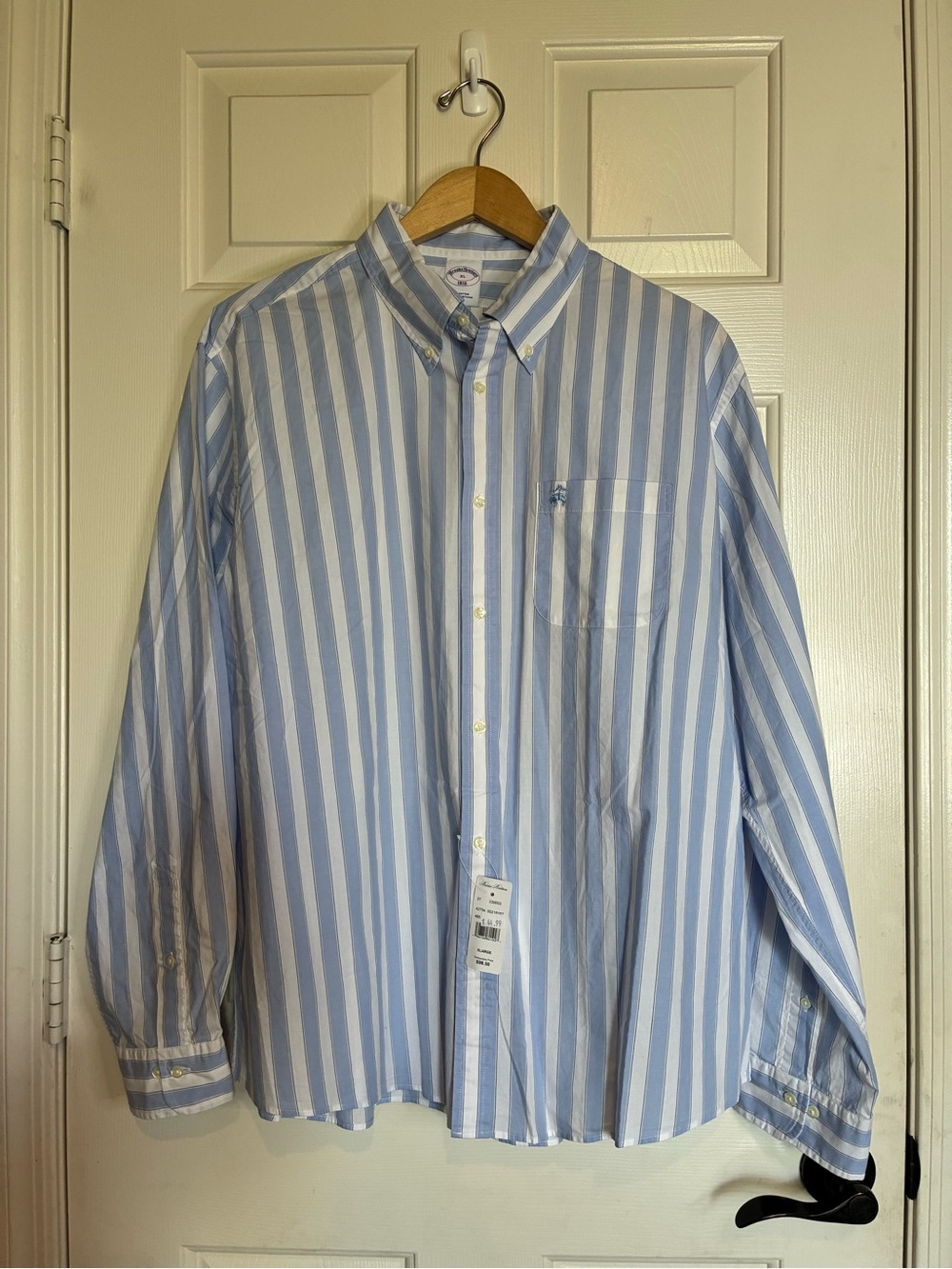 Brooks Brothers Light Blue & White Striped Button-Down Dress Shirt